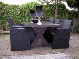 Moderne tafel 230 x 100 cm geheel uit natuursteen